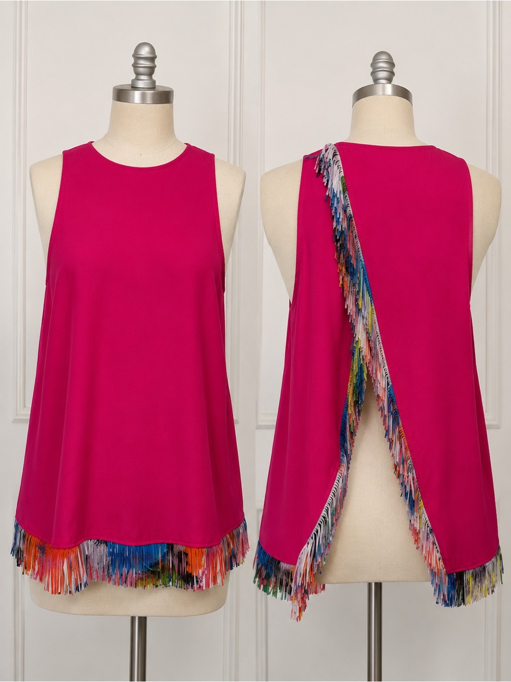 Marie Oliver Paige Fringe Tank 100% Silk